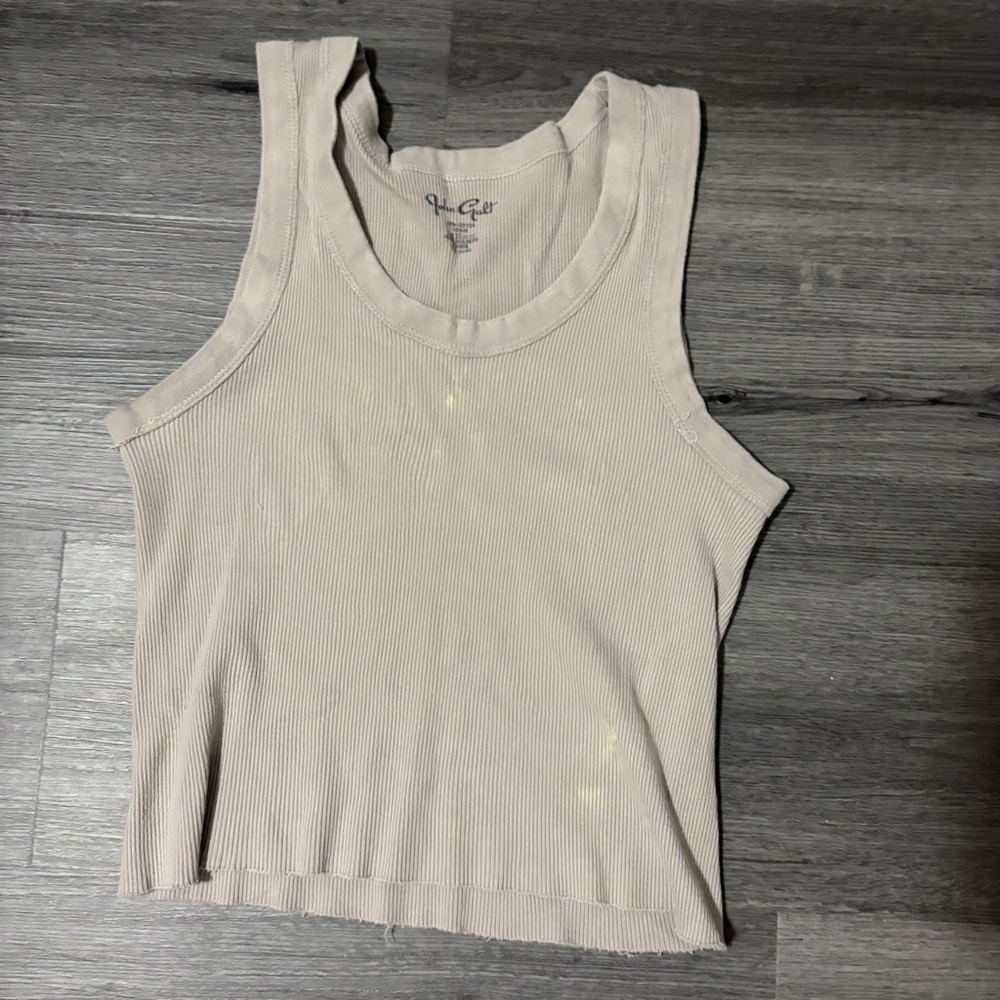 Brandy Melville Cream Ribbed Tank Top